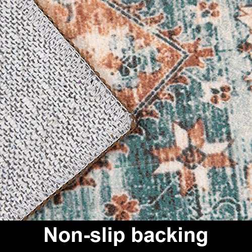 Shacos Hallway Runner Rug 2X8 Washable Low Pile Non Slip Runner Rug Vintage Medallion Kitchen Mat Laundry Rug Bathroom Bedroom Runner Rug Entryway Carpet Runner For Doorway Brick Red #TOP2
