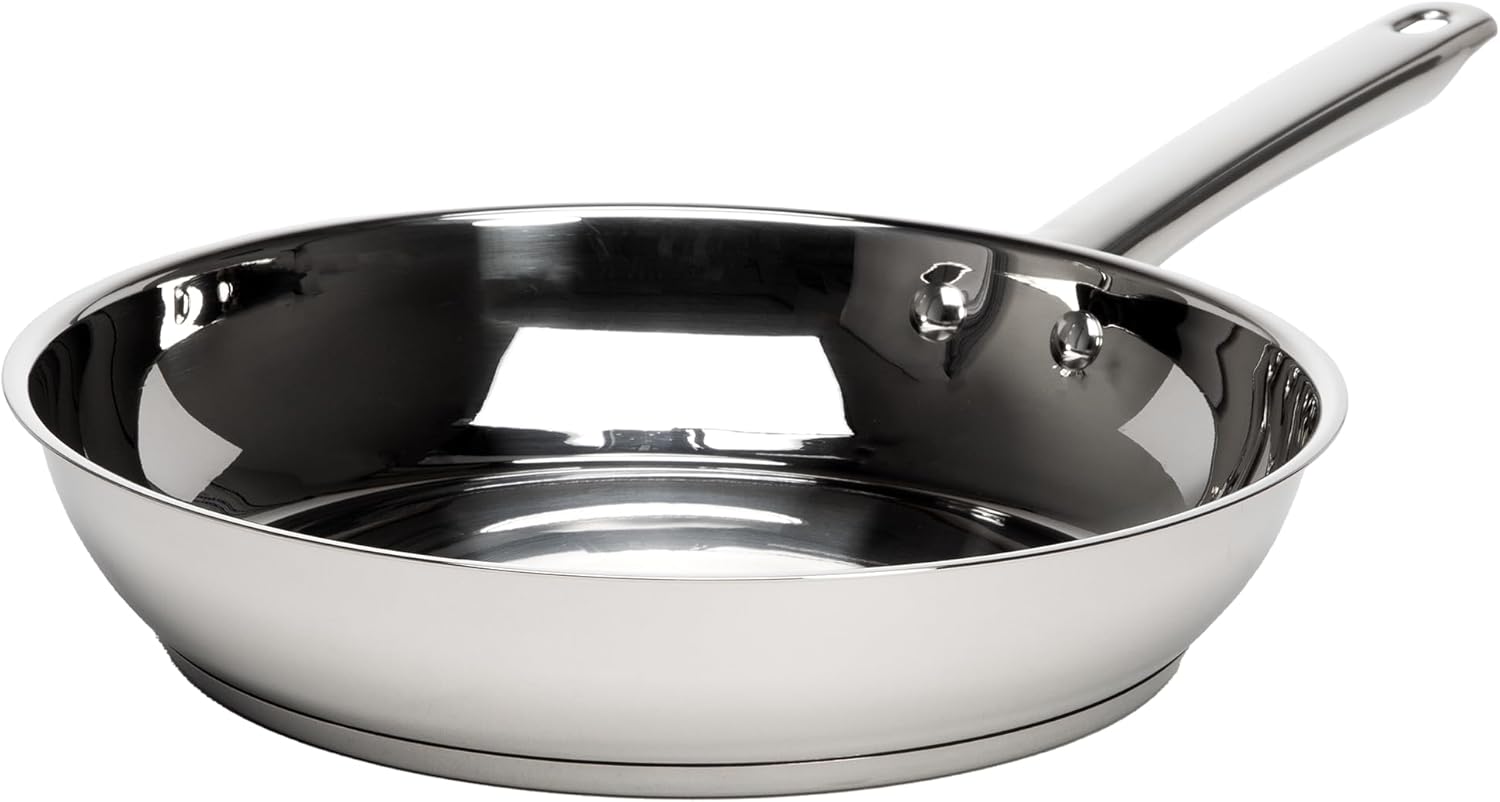 Ecolution Classic Stainless Steel Fry Pan, Professional Quality Sauté, Encapsulated Base, Comfort Grip Riveted Handles, All Cooktop Safe, Oven Safe, Dishwasher Safe, 11-Inch 11 in Stainless Steel