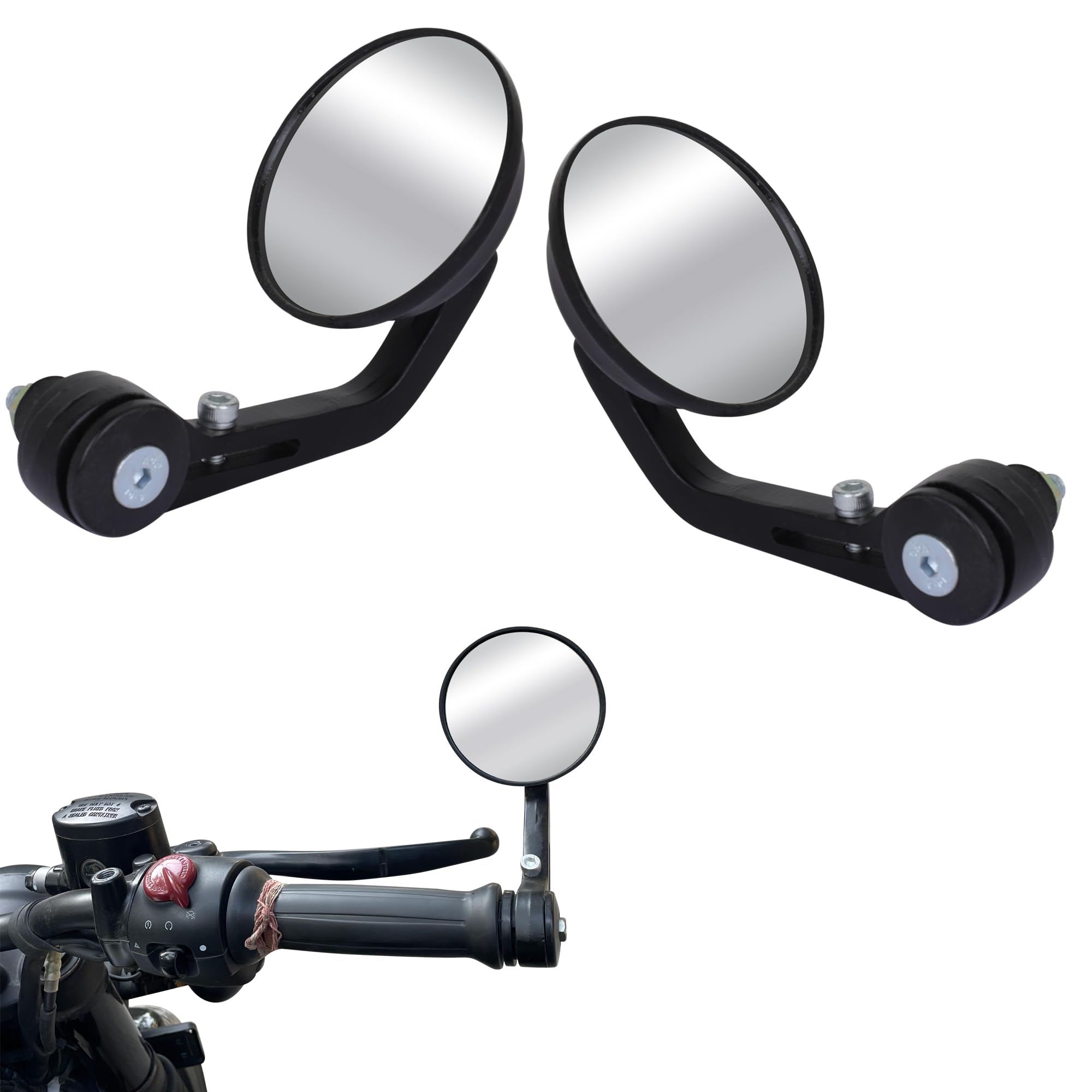 HOT-DOCK ミラー Grandbiker Handle Grip End Side Mirror/Handle Bar rear view mirror