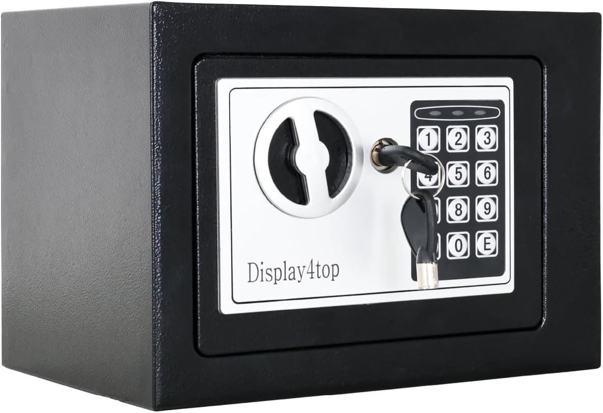 FUNSHION Display4top Security Steel Small Home Office Digital Electronic Safe Box with Two Keys (17 23 17cm)