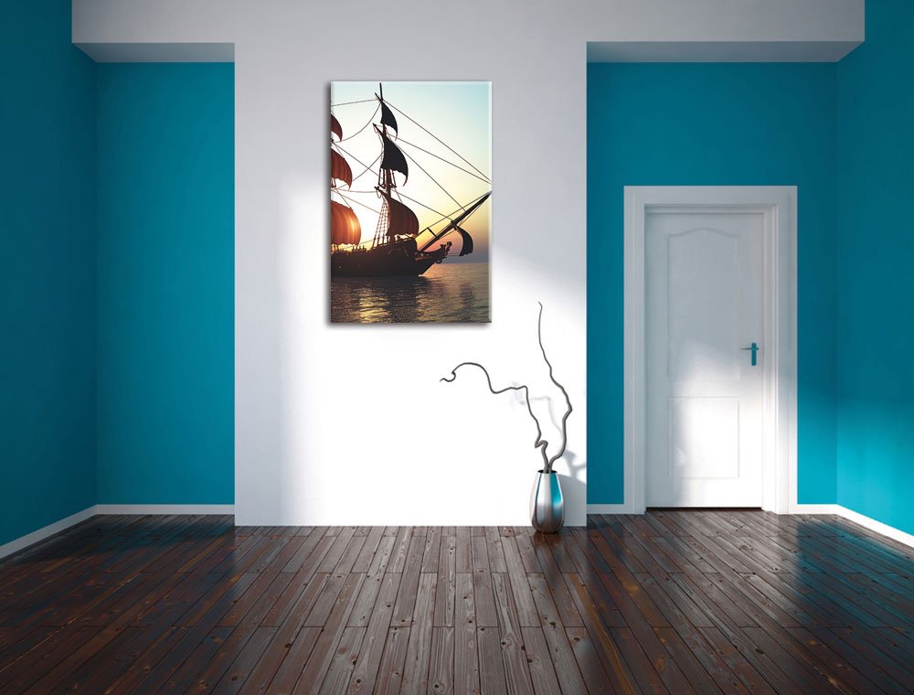 Vecchia nave a vela, formato: 120 x 80 cm su tela, XXL immagini giganti già incorniciate con cornice, stampa artistica da parete con cornice, più conveniente di dipinti o pittura a olio, nessun poster