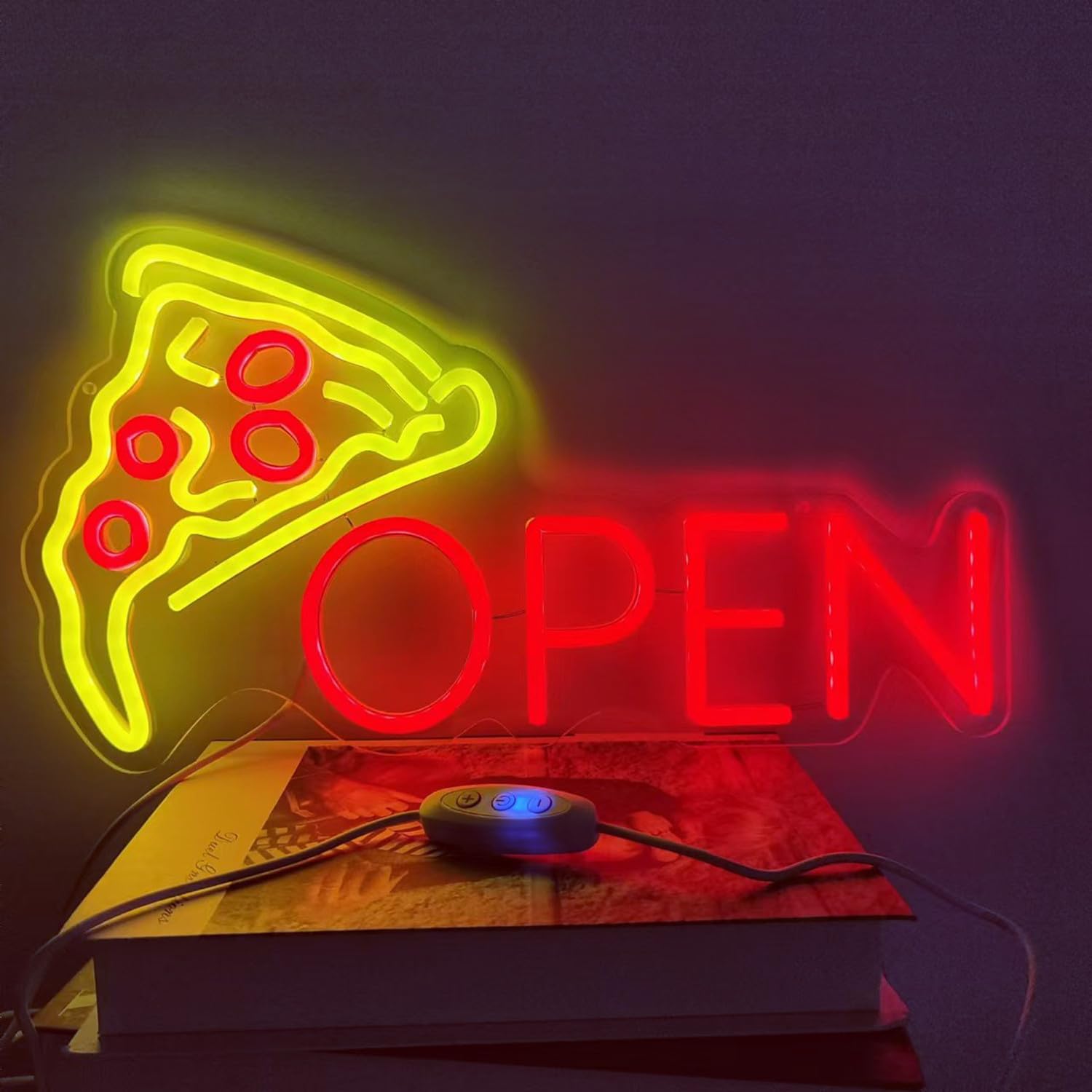 Pizza Neon Sign Acrylic Open Light up Signs for Business,Led Pizza Wall Art for Pizzeria Shop Kitchen Oven Pizza Party Decorations,Gifts for Pizza Lover,40x20CM/15.7x7.8In - Image 2