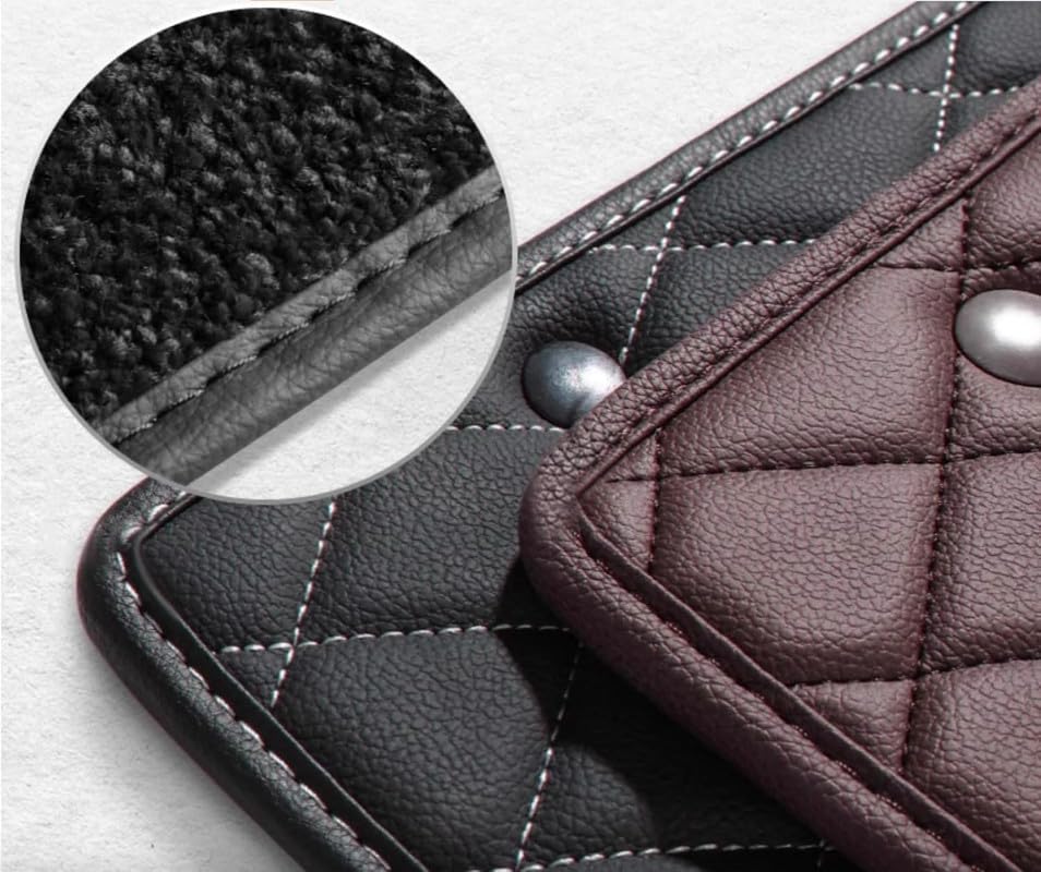 Image of 9D Car Floor Mat Full Set for E Bella Electric (5-Seater) || Luxury Leather with Grass Mat Complete Set || 100% Waterproof and Washable || Color : (Coffee)
