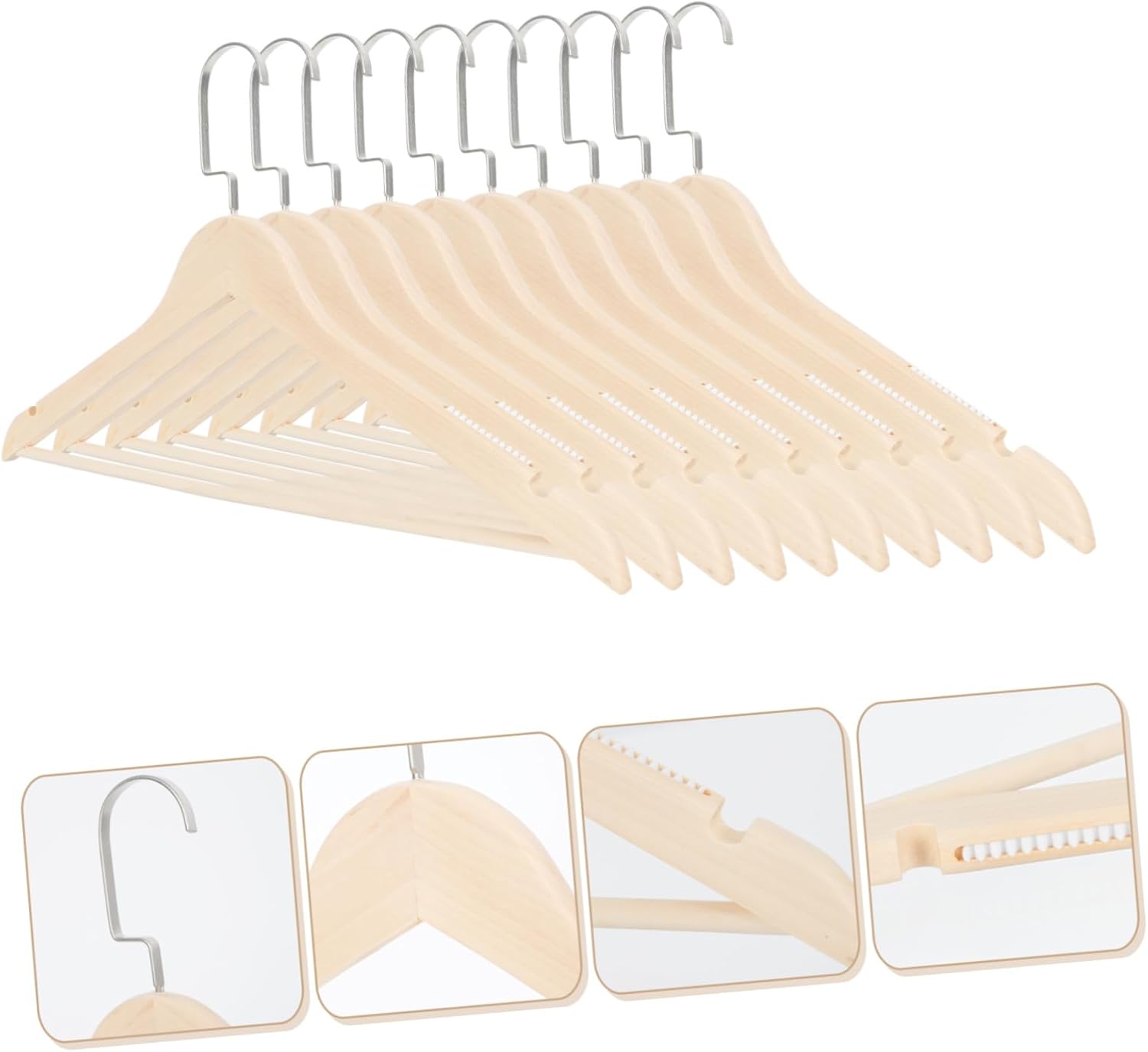 10pcs Non- Wooden Clothes Hangers Swivel Hook Vintage Design for Skirts Coats and Pants and Smooth Finish for Closet Organization