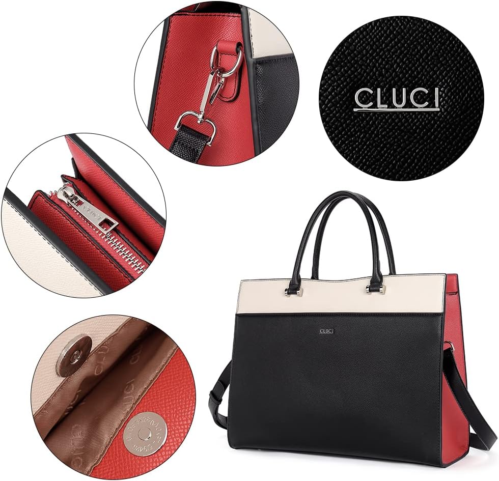 CLUCI Briefcase for Women Leather Laptop 15.6 Inch Business Ladies Work Computer Tote Bags - Image 5