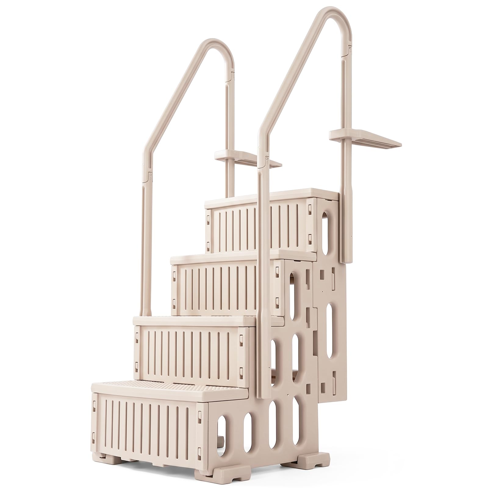 VEVOR Swimming Pool Ladder, 4-Step Double Handrails Stairs with Non-Slip Heavy Duty Steps, Max Load Capacity 400 lbs, for 48-54 in Inground &amp; Above-Ground Pools of Any Decking Surface, Taupe