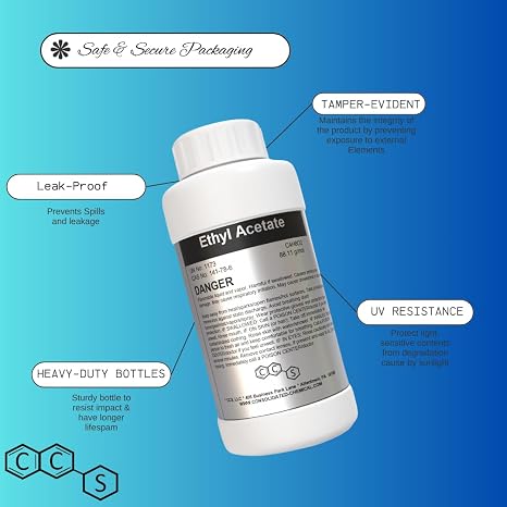 Premium Ethyl Acetate 99.5% Purity - 250mL (8 Fl Oz)