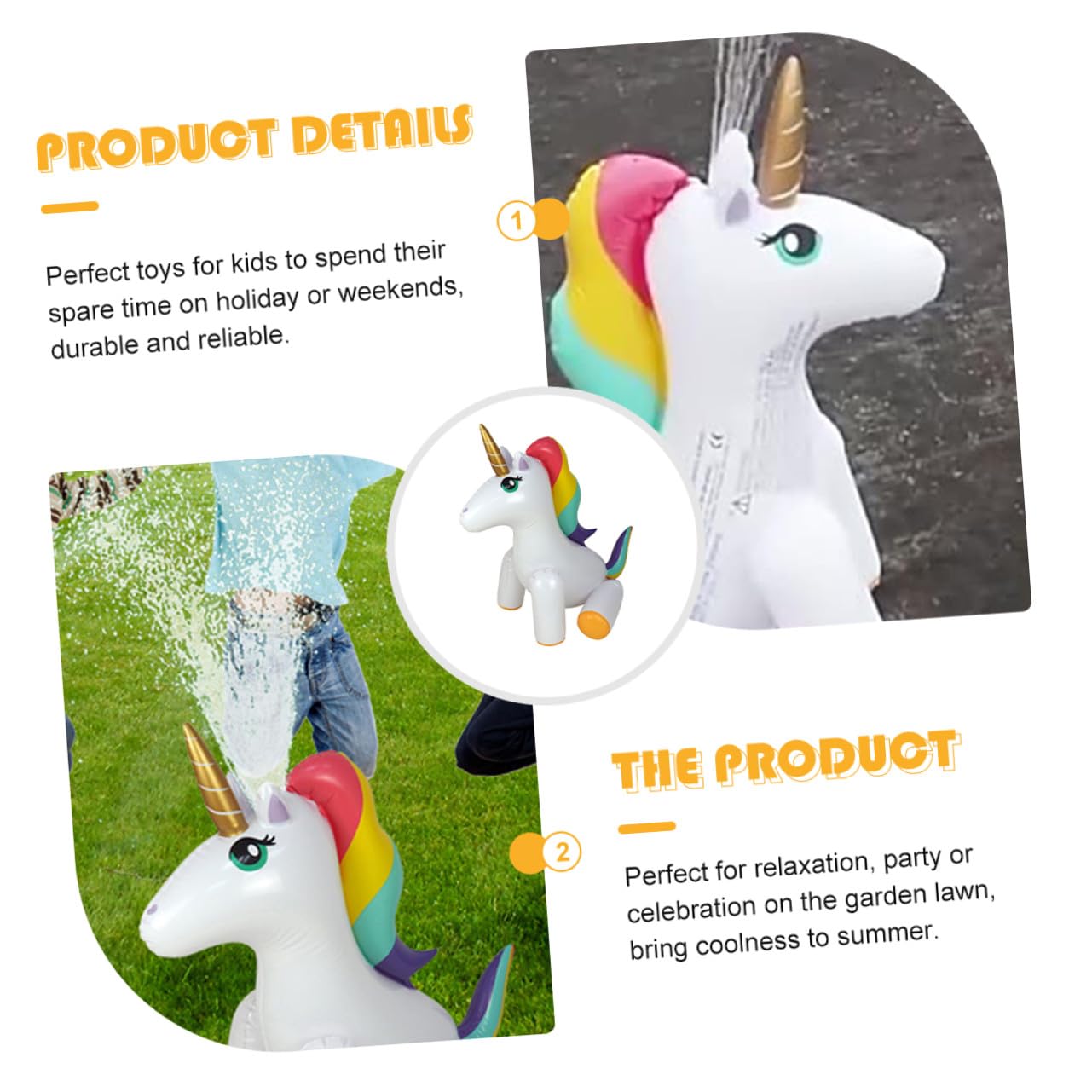 Giocattolo Gonfiabile Unicorno Spruzzatore in Pvc per Ragazzo Ragazza | Vacanze Estive, per Giochi All'aperto in Giardino e Feste, Design Simpatico Aspetto Bello