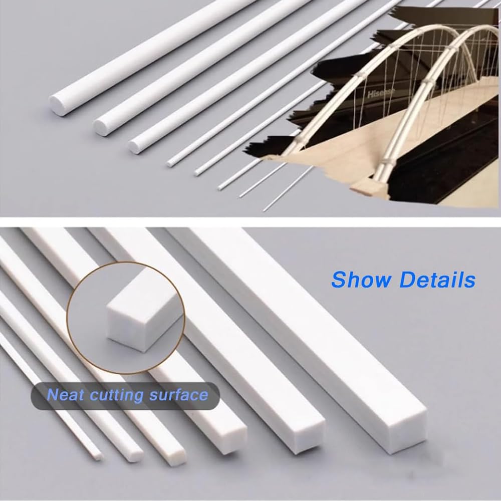 Barra in plastica ABS con Asta Quadrata Solida da 50 Pezzi per modellismo architettonico Fai-da-Te con Tavolo in Sabbia,4mm x 4mm x 500mm | Lunghezza 50 cm, artigianato, architettura, taglio facile, incollaggio, modellatura