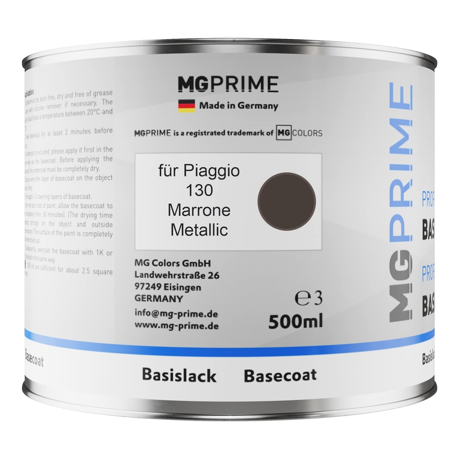 MG PRIME Pots de Peinture voiture pour Piaggio 130 Marrone Metallic 1,25L