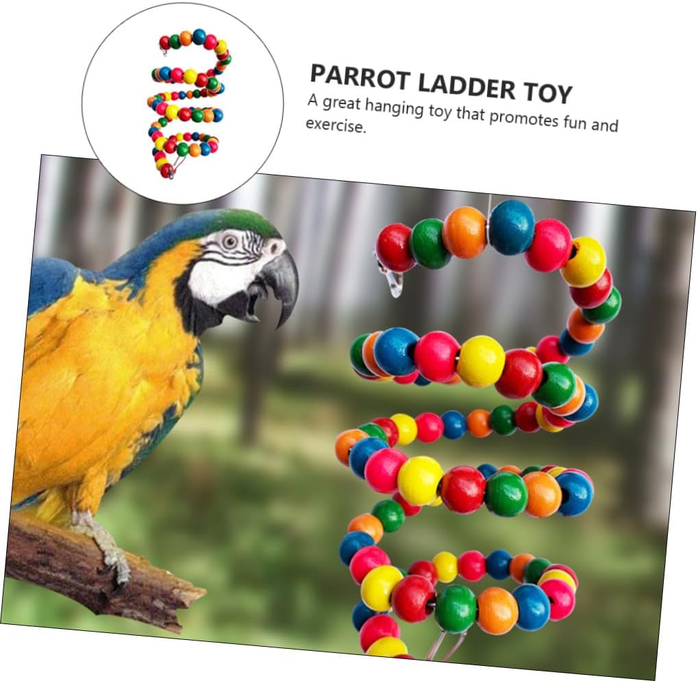 UPKOCH Parrot Ladder with Wooden Beads 1 Meter Climbing Swing Bird Cage Accessory Educational Chewing for Parrots, Small Birds, and Parakeets