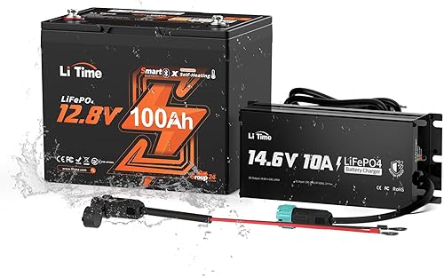 Miniatura 13 de Litime Batería LiFePO4 de motor de arrastre de 12 V 100 Ah (grupo 31), protección a baja temperatura, máx. 15000 ciclos profundos, con cargador de