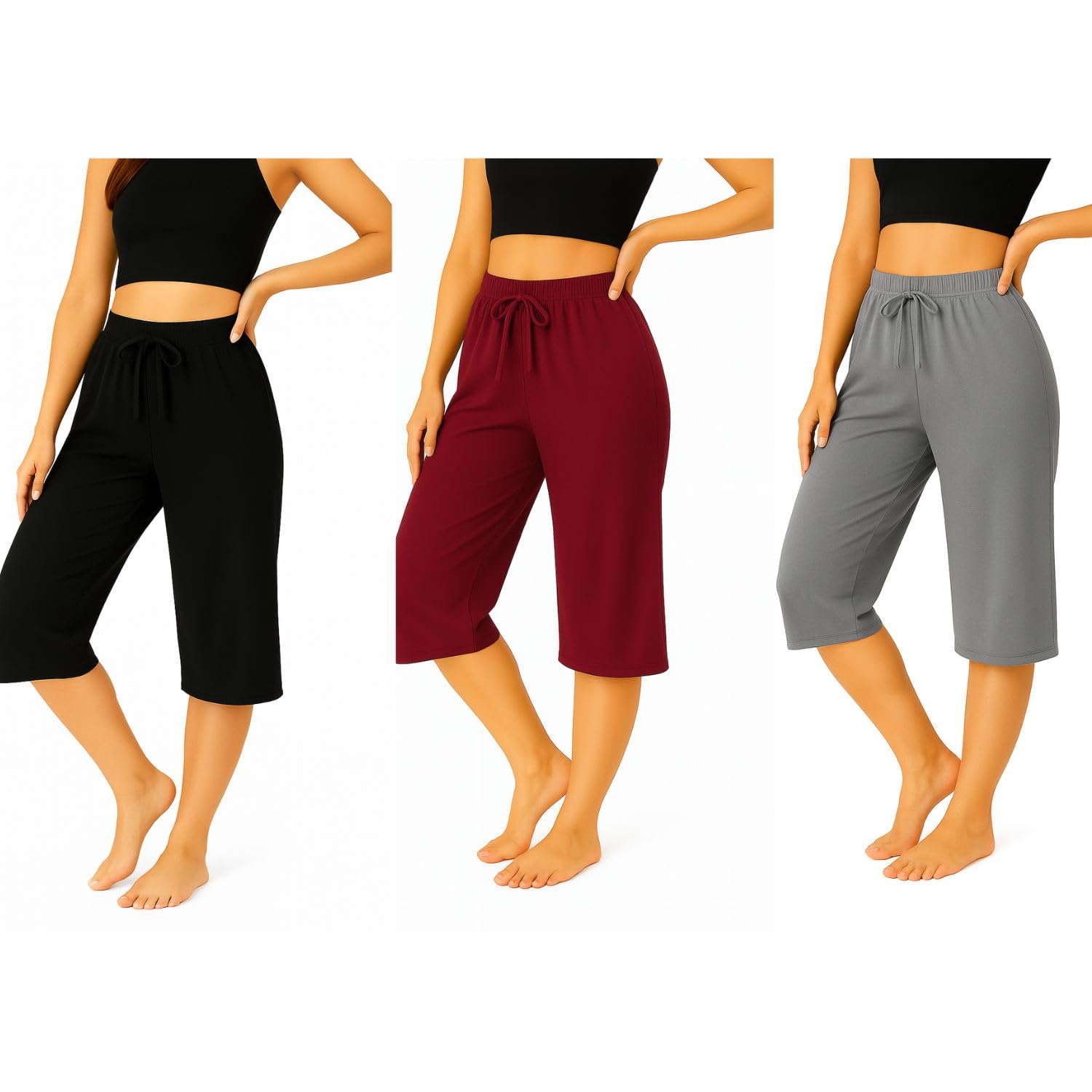 Women's 3/4th Capri, Cotton Capri With Loosefit (3Pack)-picture-16