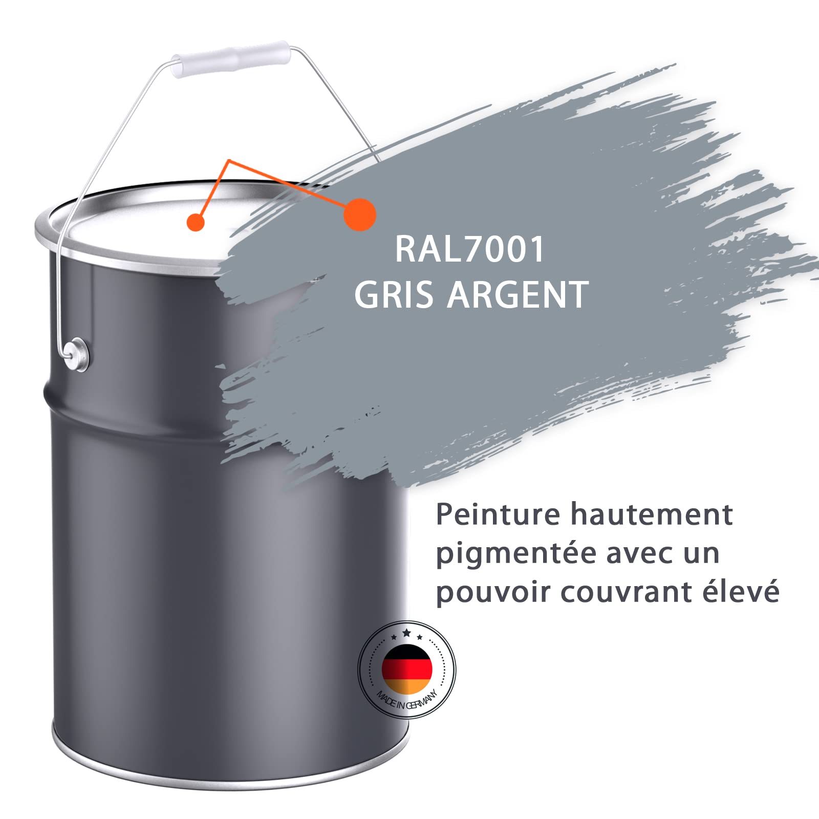BEKATEQ LS-405 Peinture piscine 2K PUR 2,5kg Gris argent I Peinture brillante pour piscines en fibre de verre, PRV, polyester, béton, fer, acier I Peinture polyuréthane pour l'intérieur & l'extérieur