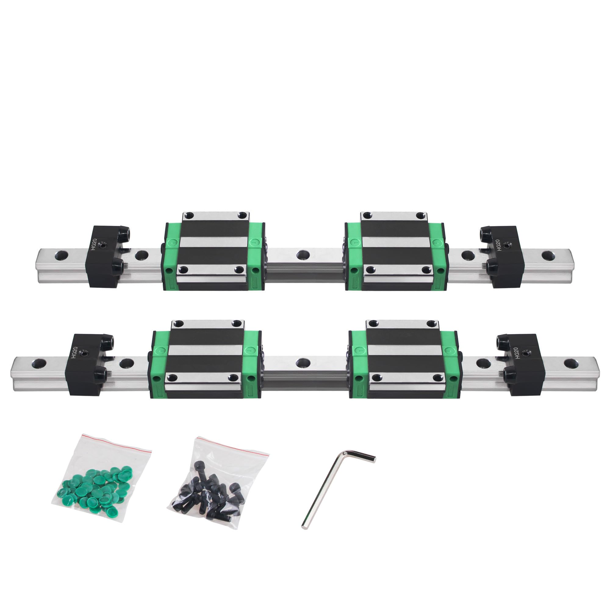 Set di guide lineari, 2 binari lineari HGR20-300 mm, con 4 blocchi scorrevoli HGW20CC + 4 blocchi di limitazione per stampante 3D CNC