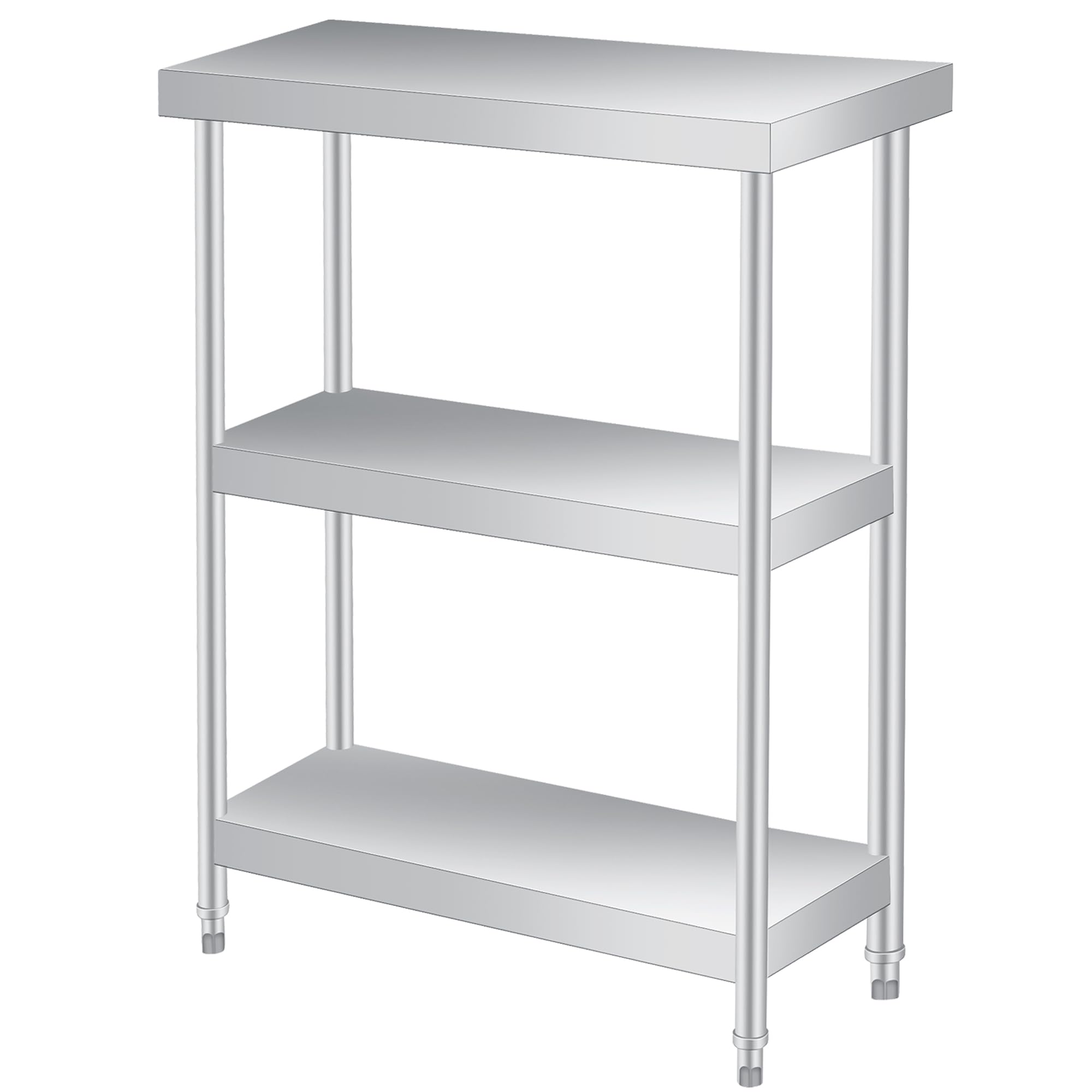 Stainless Steel Table, 14 x 24 x 34 Inch, 3-Tier Metal Prep Table with 2 Undershelf & Gloves, Commercial Kitchen Utility Workstation for Restaurant,
