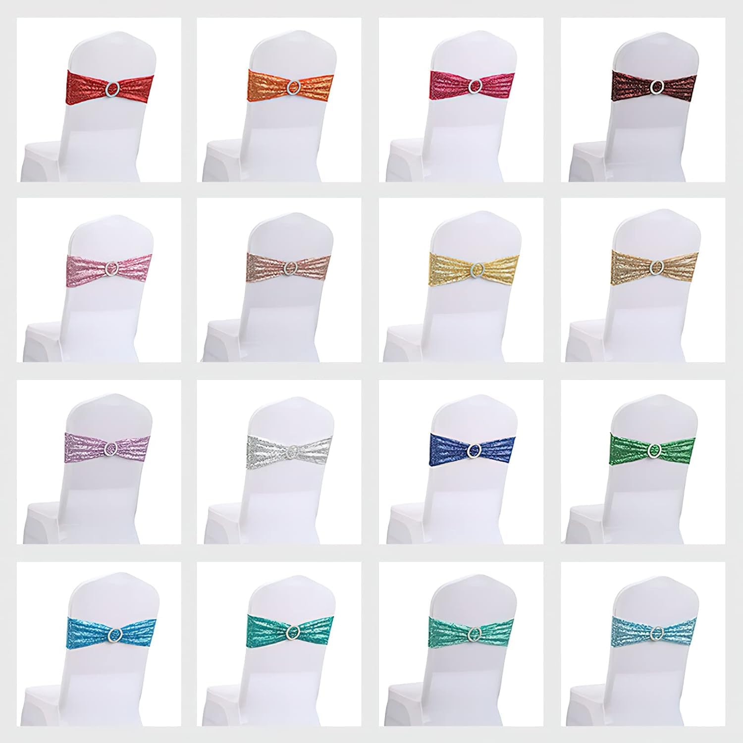Coprisedie, 50 pezzi, fasce for sedie, fiocchi elasticizzati in spandex, fasce elastiche for sedie, lacci con cursore con fibbia, coprisedia, for decorazioni natalizie, matrimoni, banchetti, hotel, ev