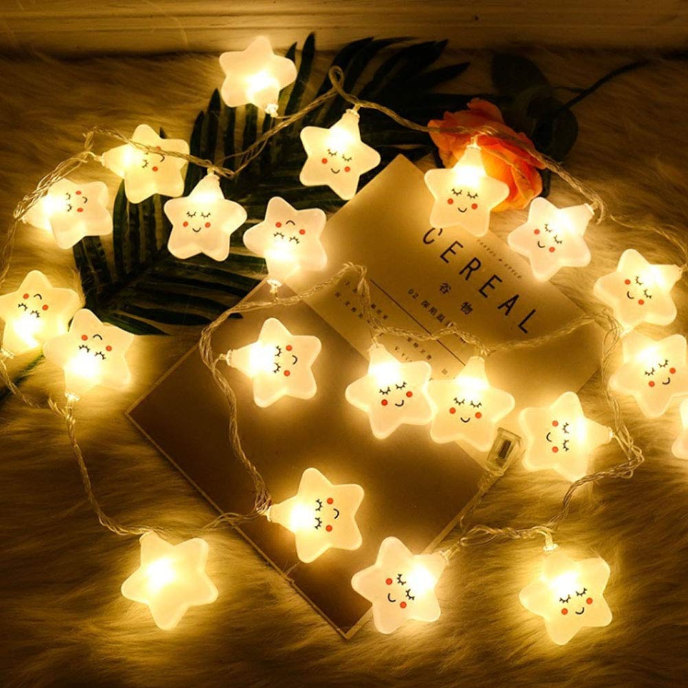 Dyalyd Yellow Star String Lights,20 Led Twinkle Stars Lights, Battery Powered Starry Fairy String Lights For Bedroom, Garden, Christmas Tree, Wedding, Party 9.8Ft