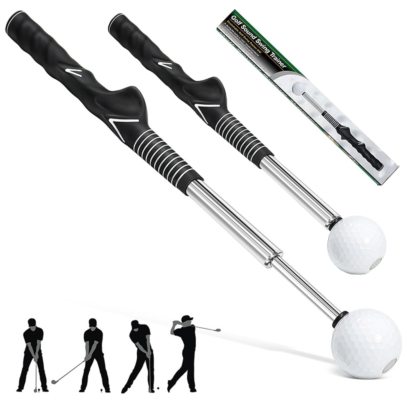 Golf Swing Trainer, Retractable Golf Swing Training Aid, Golf Grip Training Accessories Right-Handed, Velocity, Strength and Rhythm Training, Swing Correction Practice, Slicing, Teeing Off, Hitting