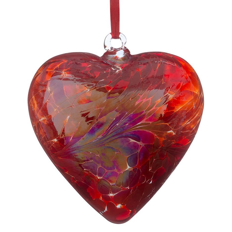 Sienna Glass 12cm Hanging Glass Heart – Handcrafted Red Mouth-Blown Glass Ornament with Rich Colour Finish – Unique Gift Boxed Decoration for Windows, Gardens, Weddings, Birthdays, Anniversaries