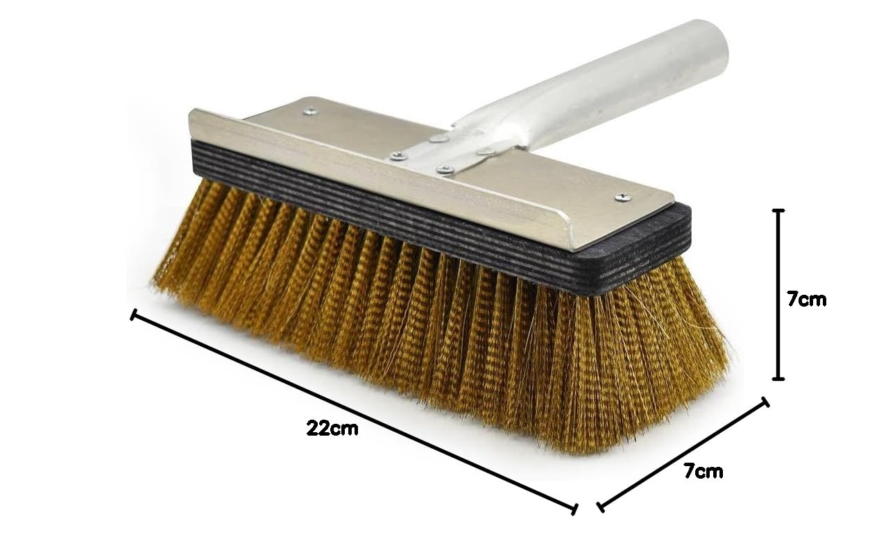 Ricambio spazzolone Lilly con setole in ottone da 22x7 cm, completo di aggancio inox da diametro 2,7 cm
