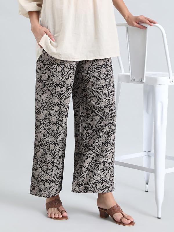 Image of GO COLORS Soft Viscose Printed Palazzo Full Length for Women| Breathable, Mid Rise