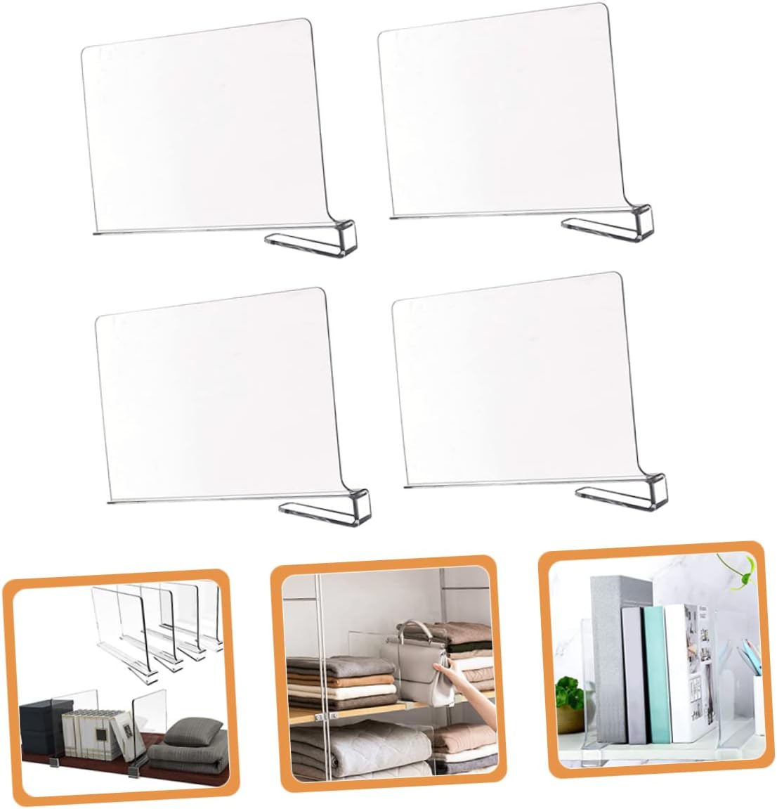 ABOOFAN 4pcs Shelf Divider Set Wardrobe Clothes Separator Adjustable Organizer for Closet and Cabinet Storage