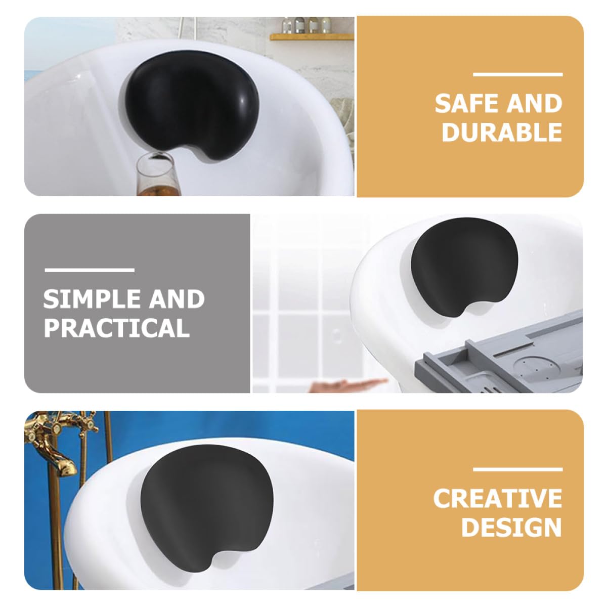 Coussin Ventouses Confortables Noir en Polyuréthane Antidérapant de Bain pour Baignade, pour Spa et Fêtes Prénuptiales