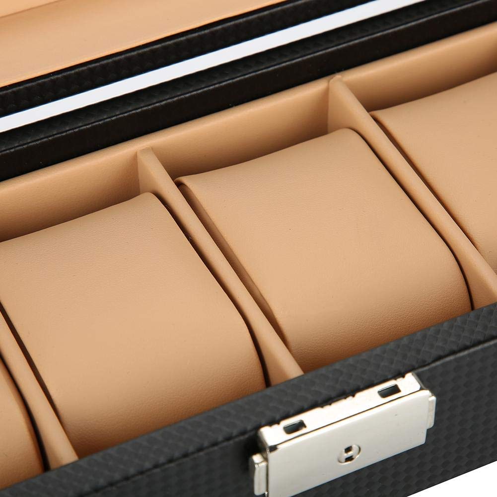 YUYTE Caja para Relojes, Caja para Relojes de Madera Maciza para Hombres/Mujeres, Soporte para presentación de Relojes y Joyas con 6 Compartimentos para Organizador y exhibición