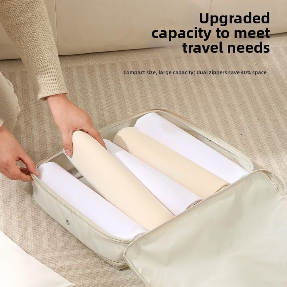 Organizadores de equipaje, bolsas de viaje de compresión expandibles para maleta, almacenamiento de tela Oxford resistente, 40 x 30 cm (gris, tamaño grande)
