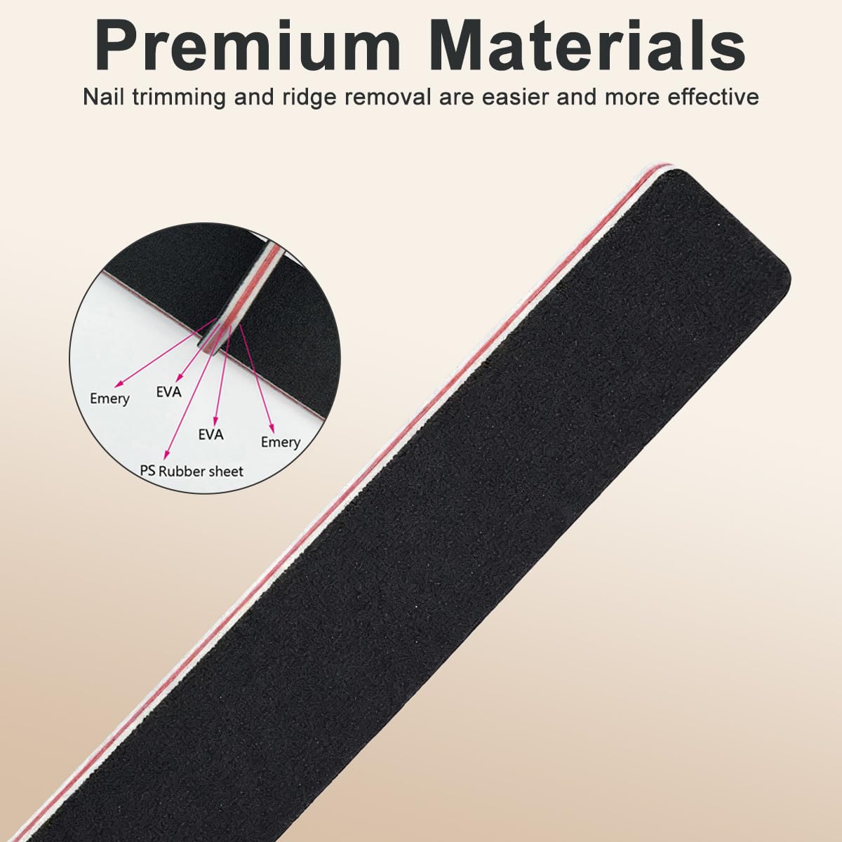 10 lime professionali per unghie, lavabili, spesse, grana 60/60, colore nero