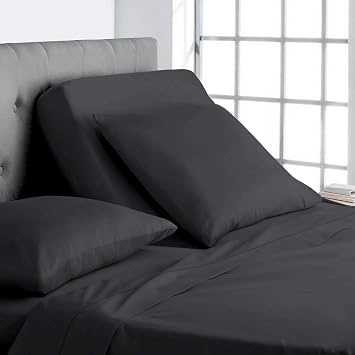 Online Bedding Linen Flex Top King Size Bed, 600TC Egyptian Cotton 18" Deep Pocket Split Sheets for Sleep Number Bed 4 Pcs 28" Top Split Sheet - Dark Grey