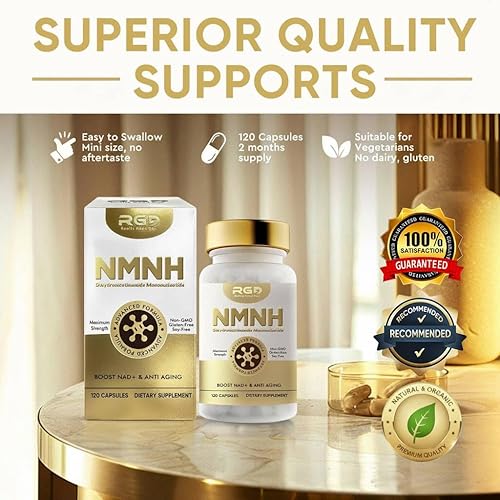 Miniatura 6 de RGD Suplemento NMNH de 1000 mg 120 cápsulas, alternativa de suplemento NMNH, Boost NAD+ con resveratrol liposomal y mononucleótido de nicotinamida