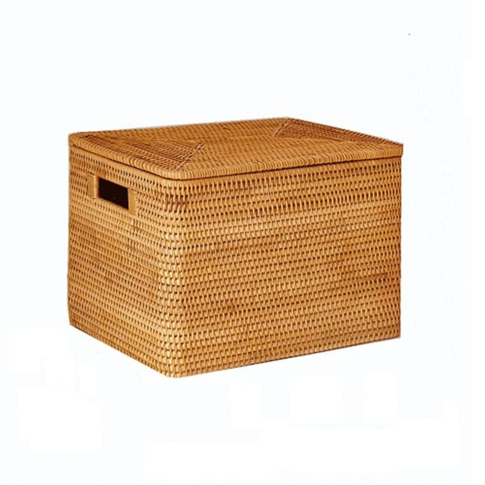 Basket Storage Box Kitchen,Household Woven Rattan with Lid,Stationery Bags Coffee Table Snacks And Sundries Book