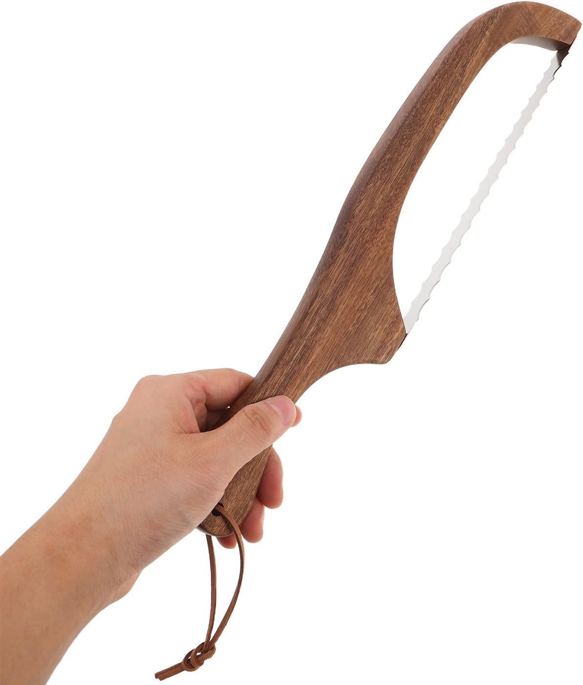 GALPADA Wooden Bread Cutter with Ergonomic Handle for Kitchen