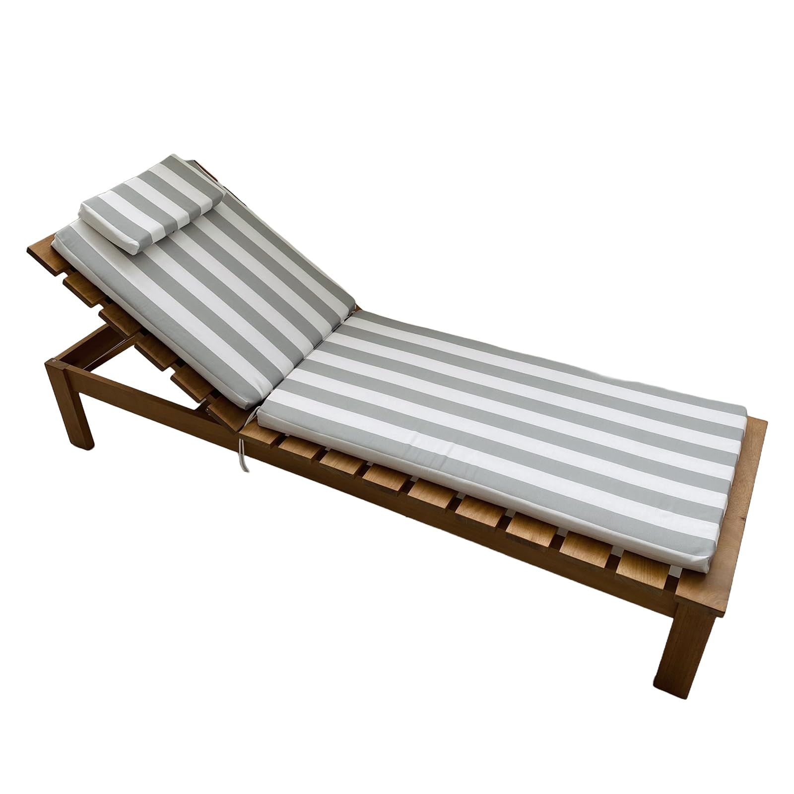 PARAMAISON Cuscino Imbottito Lettino Prendisole Pucket, Design a Righe, Idrorepellente, Sfoderabile, Imbottitura 5 cm, Universale Copri Lettino Giardino| Riga Grigio Chiaro| 60x190 cm