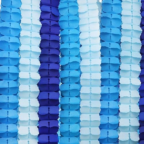 Miniatura 8 de RUBFAC Kit de arco de guirnalda de globos azules, serpentinas azules y blancas para decoración de fondo de ducha, boda, fiesta de cumpleaños