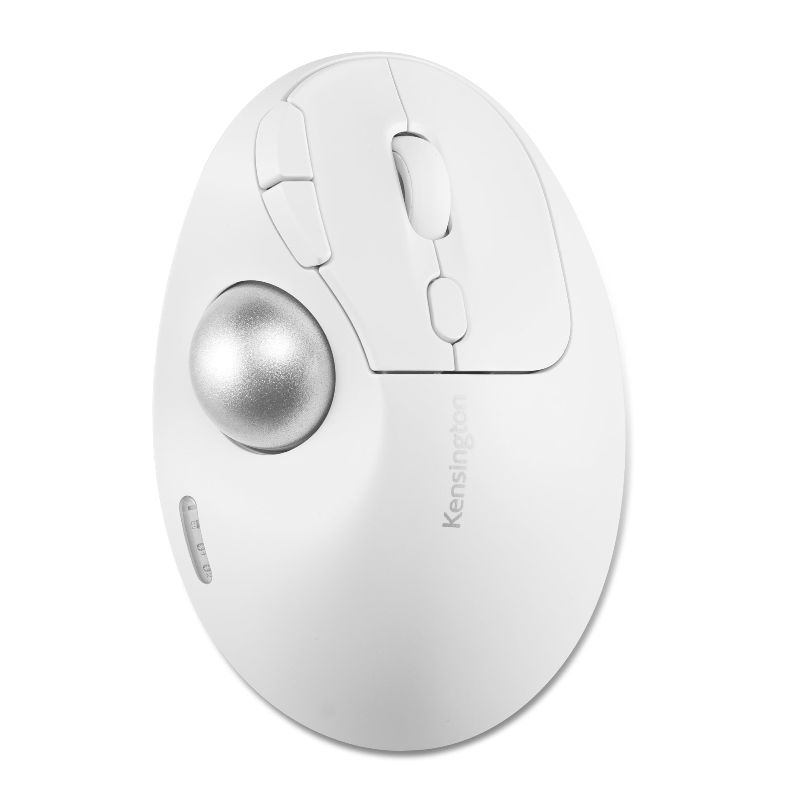 Kensington TB450 Wireless Trackball Mouse, Bluetooth LE &amp; 2.4GHz Connection, 4 DPI Options, Connect up to 3 Devices (K72179WW), White-Silver