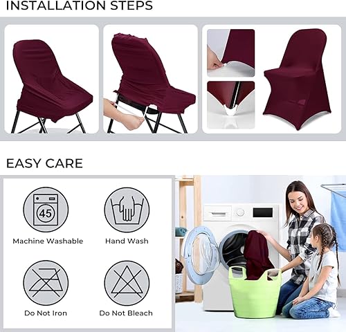 Vista 81 de Babenest Fundas plegables de elastano para sillas de Halloween, mejoradas, 10 unidades, universales, elásticas, lavables, protectores para bodas