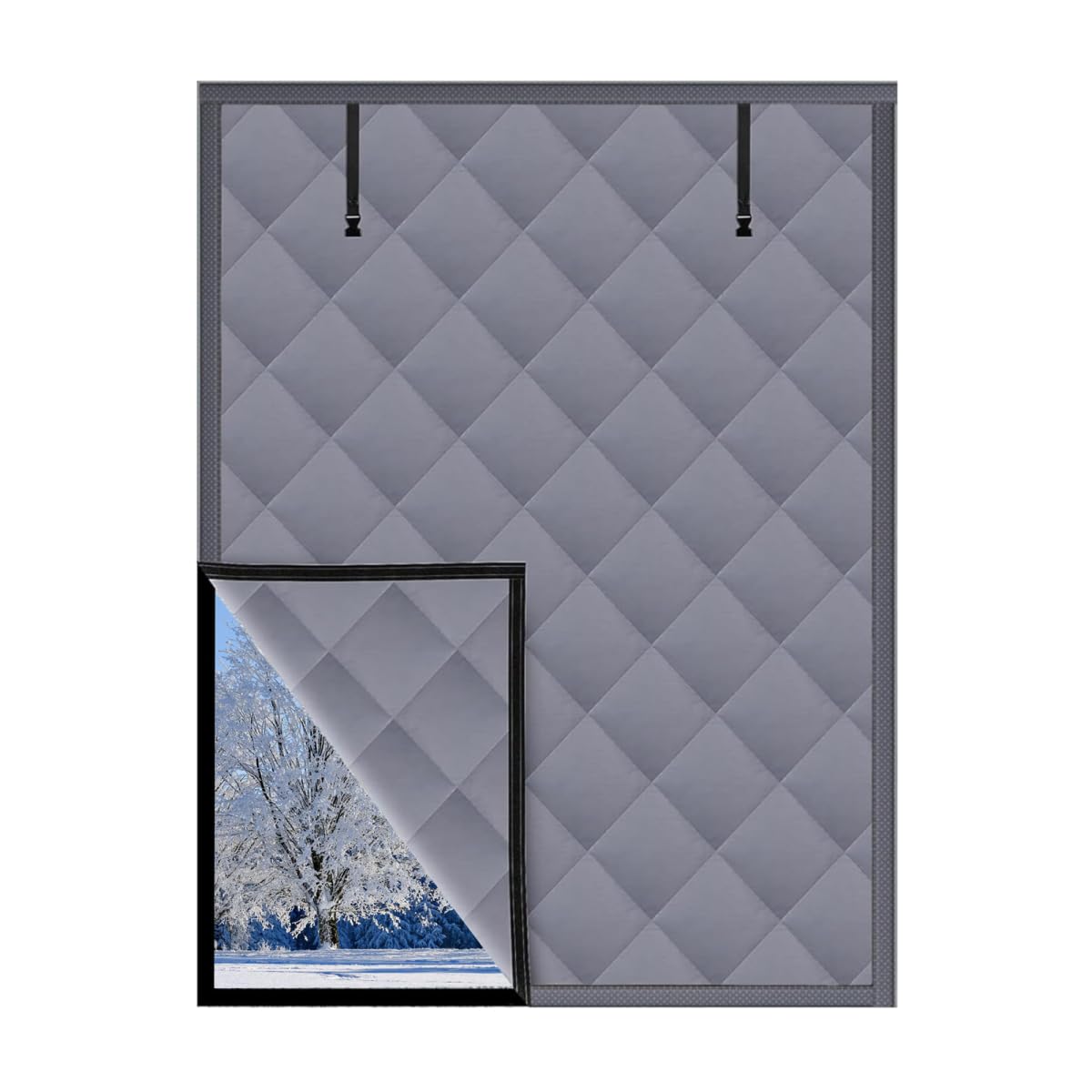 3-Layer Thermal Window Insulation Kit,35.4x70.8in Oxford Cloth Cover,Draft Blocker for Stable Temperatures,No-Residue Hook &amp; Loop for Renters,Bedroom,Attic,RV
