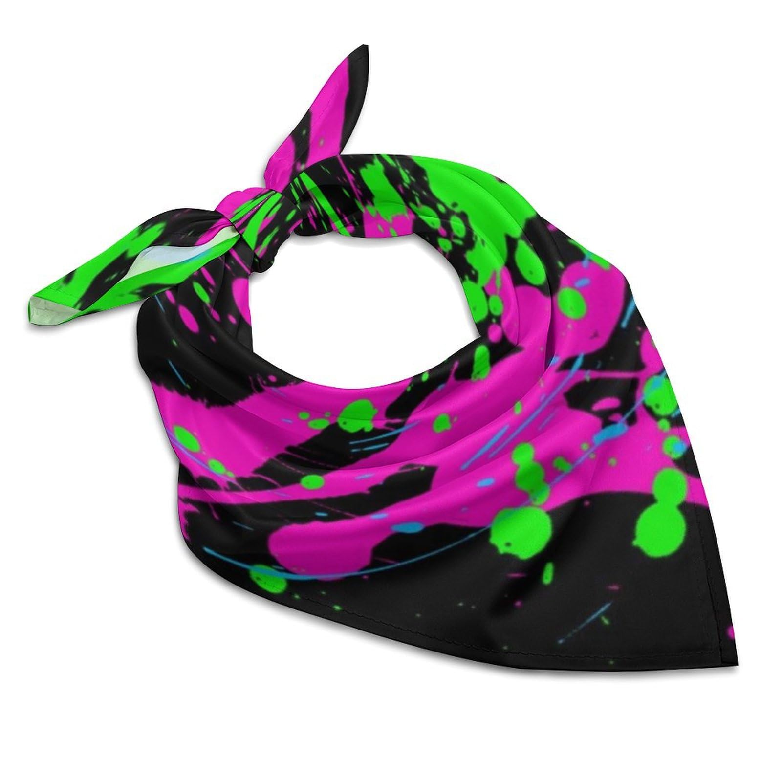 Csemeie Glow in Dark Splatter Neon Bandana Hair Scarf Headband Adjustable Neckerchief for Men Women Decor