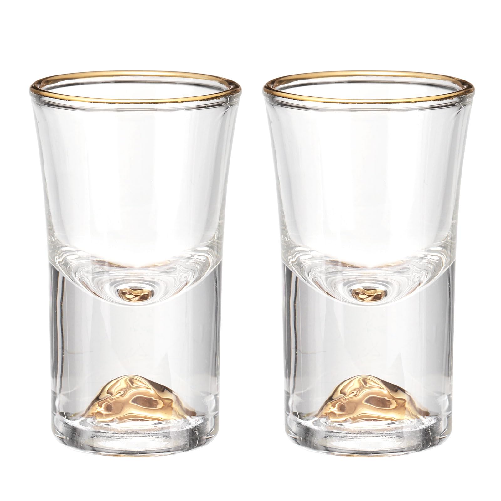 sourcing map2pcs Shot Glasses 0.5oz Polystyrene Shot Glasses with Gold Mountain Shot Glasses Bulk for Cocktail Round Shot Glasses Spirits Liquors