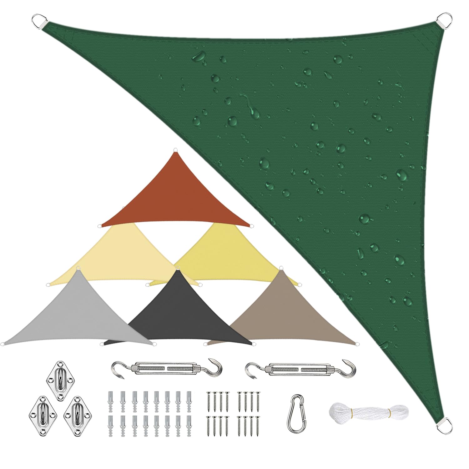 Sichtschutz Equilateral Triangle Canopy 3.6x3.6x5M, Anti-UV Awning Canopy, Made of High-grade Polyester, Fabric Durable, for Square Outdoor Garden - dark green — image 1