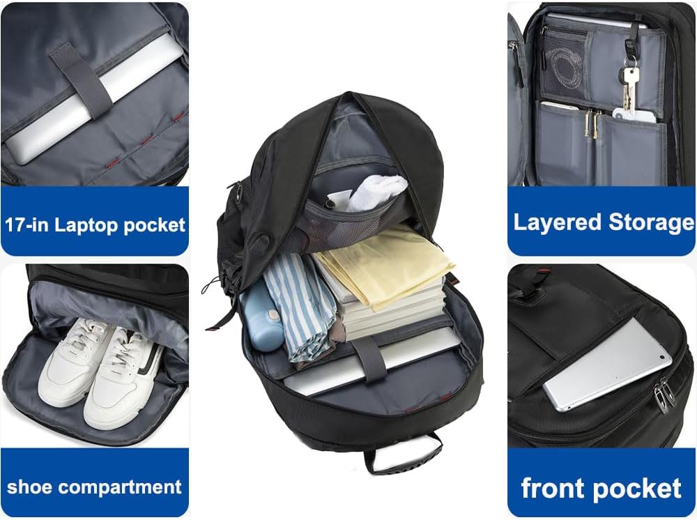 80L Large Travel Backpack with Shoe Compartment,Expandable Business Carry On Backpacks,Laptop Backpack with USB Charging Port (80)