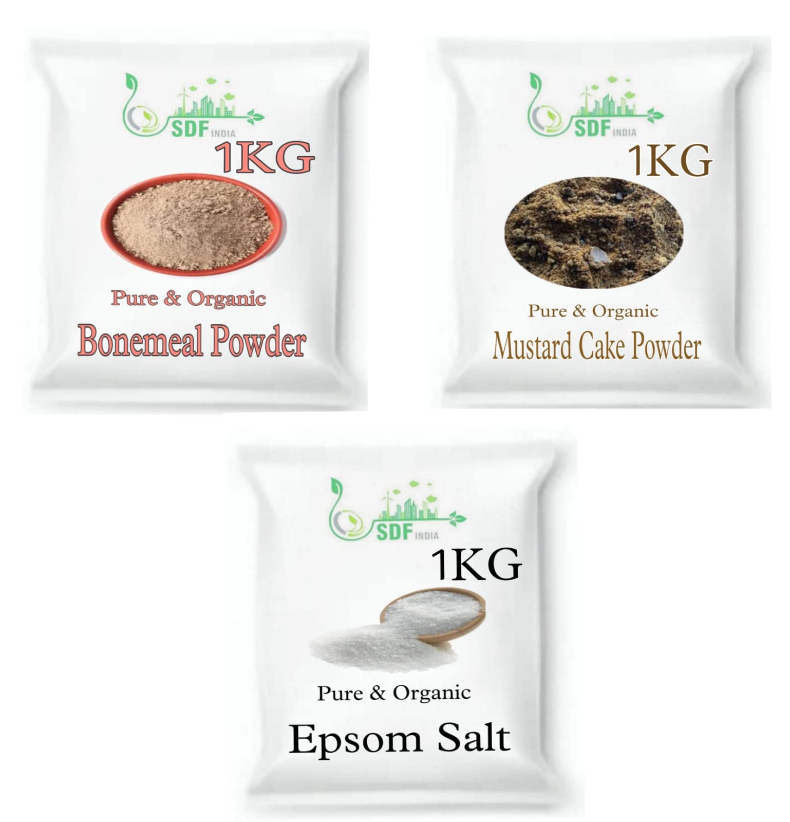 SDF INDIA Three in One Combo Pack (1 Kg Bonemeal Fertilizer+1 Kg Mustard Oil Cake +1 Kg Epsom Salt) (B0B78299G3) Amazon Price History, Amazon Price Tracker