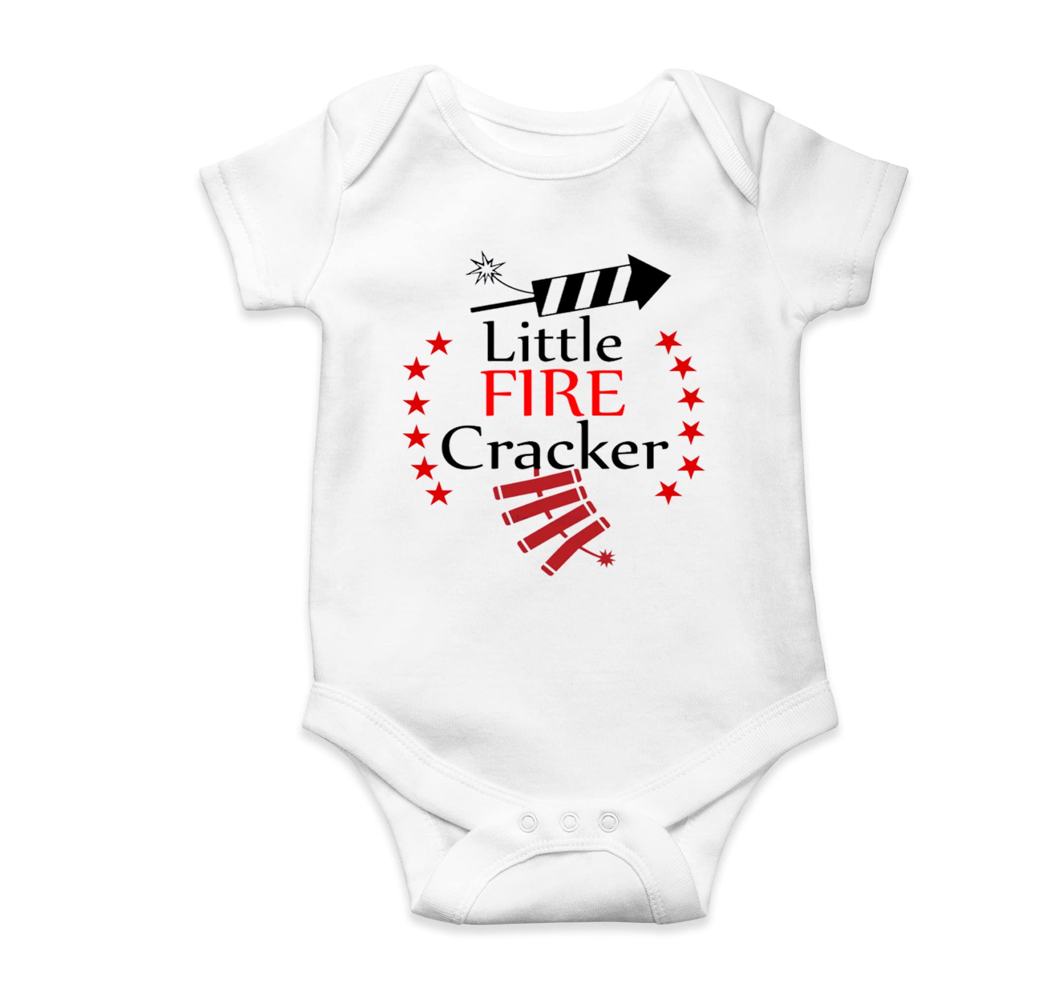 T-Onesie | Little fire Cracker Designed Unisex Baby Romper for New Born to 12 Months Old Babies |Diwali baby rompers