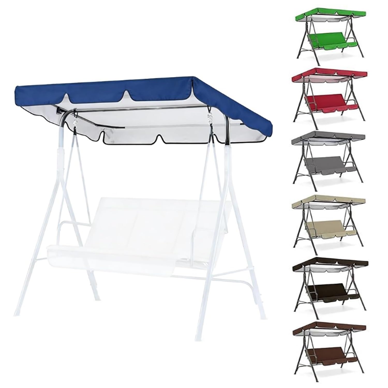 YCXHGK 2/3 Seater Swing Canopy Replacement Cover, Garden Hammock Top Cover for Seat Furniture, Canopy Only, Waterproof Oxford Cloth Swing Top(Blue,190x120cm/75x47in)