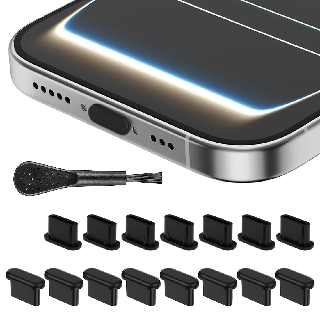 17 Pezzi, Connettore Dati per Telefono Cellulare, Set Completo con Pennello di Pulizia, per iPhone Android USB Type-C, Multi-Colore, 0.6cm