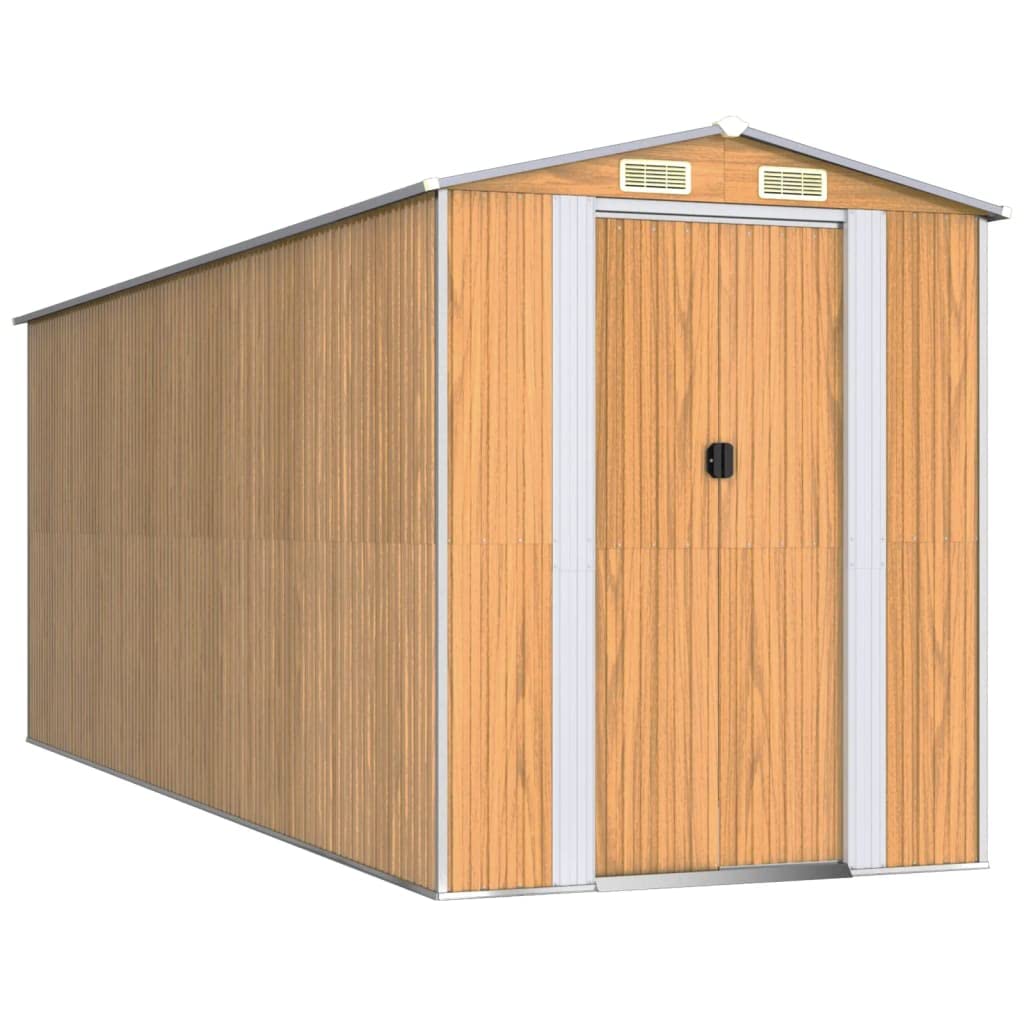 Générique Abri de Jardin Marron Clair 192x523x223 cm Acier galvanisé,Maison & Jardin,Pelouses & Jardins,Vie en extérieur,Structures extérieures,Cabanes & abris de Jardin,3147475