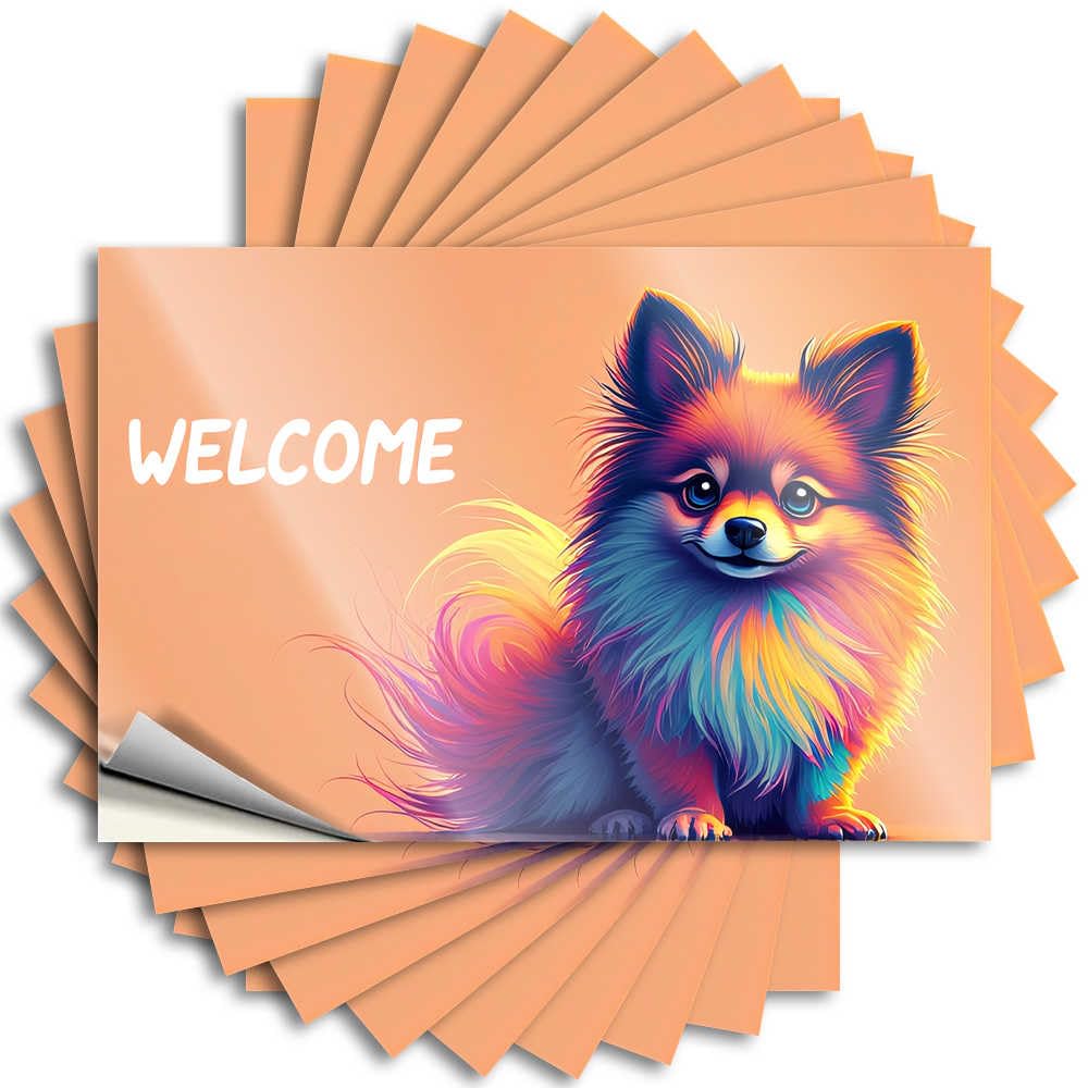 Fzfn Men's Colour Stickers Coffee | Heavy Bottle Welcome To The Colorful World Of Pomeranians For Essentials(12X18cm)